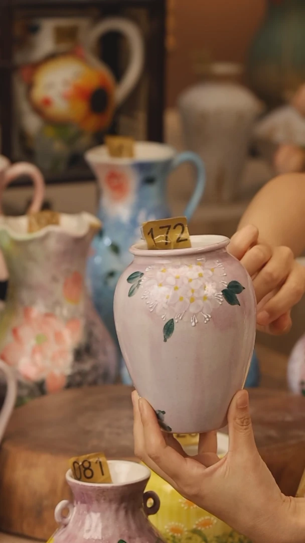 陶瓷172景德镇设计师手作花器摆件侘寂风