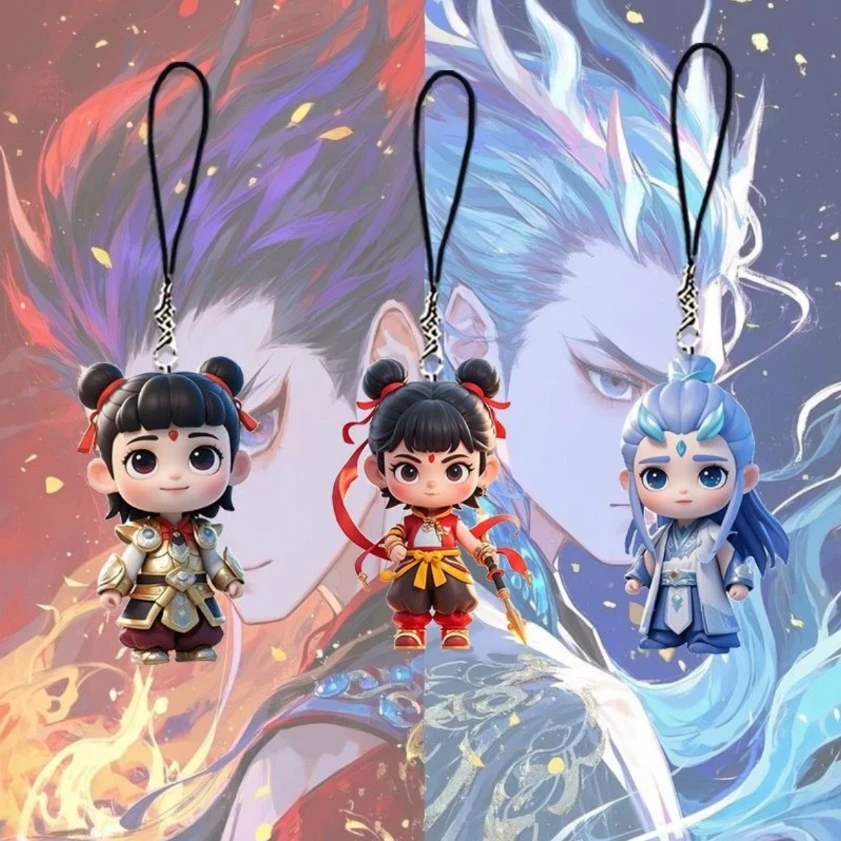 哪吒2之魔童闹海手机链Q版哪吒敖丙CP藕饼背包挂件精品饰品小礼物