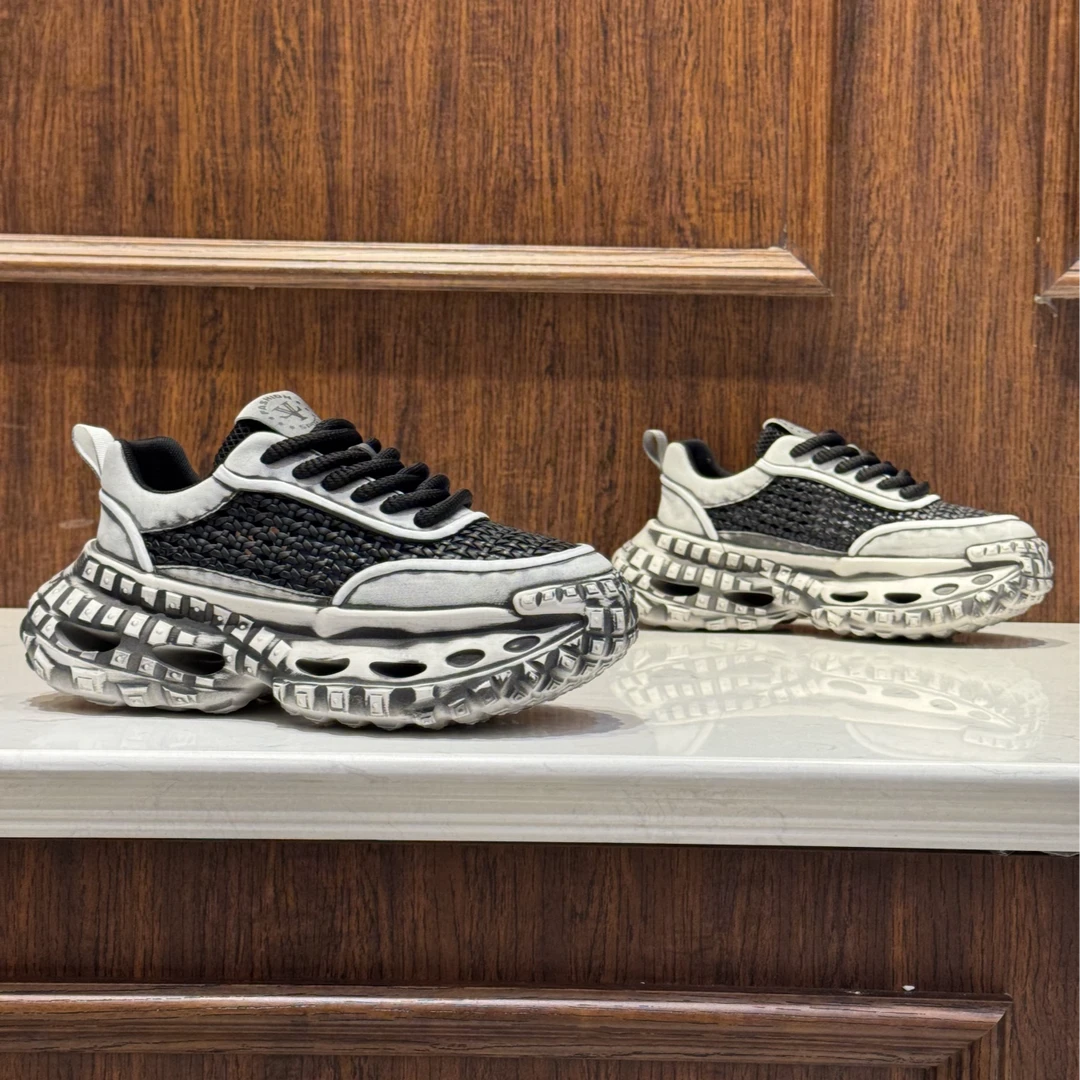 2025夏季新款时尚百搭潮流轻奢高端做旧舒适休闲男鞋（标准尺码）