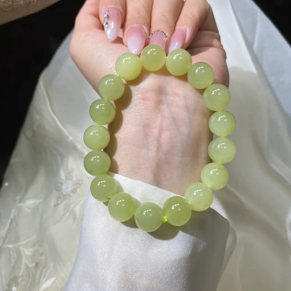 PL115高货和田玉新疆若羌黄口手串12mm