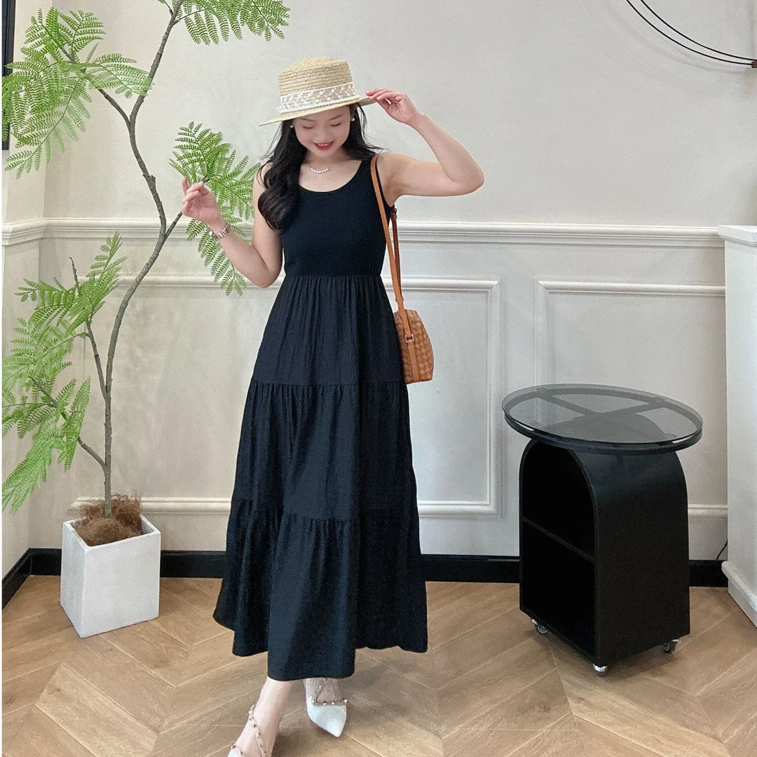 【PGXIAOM】小二定制黑色长款背心连衣裙QZ9809