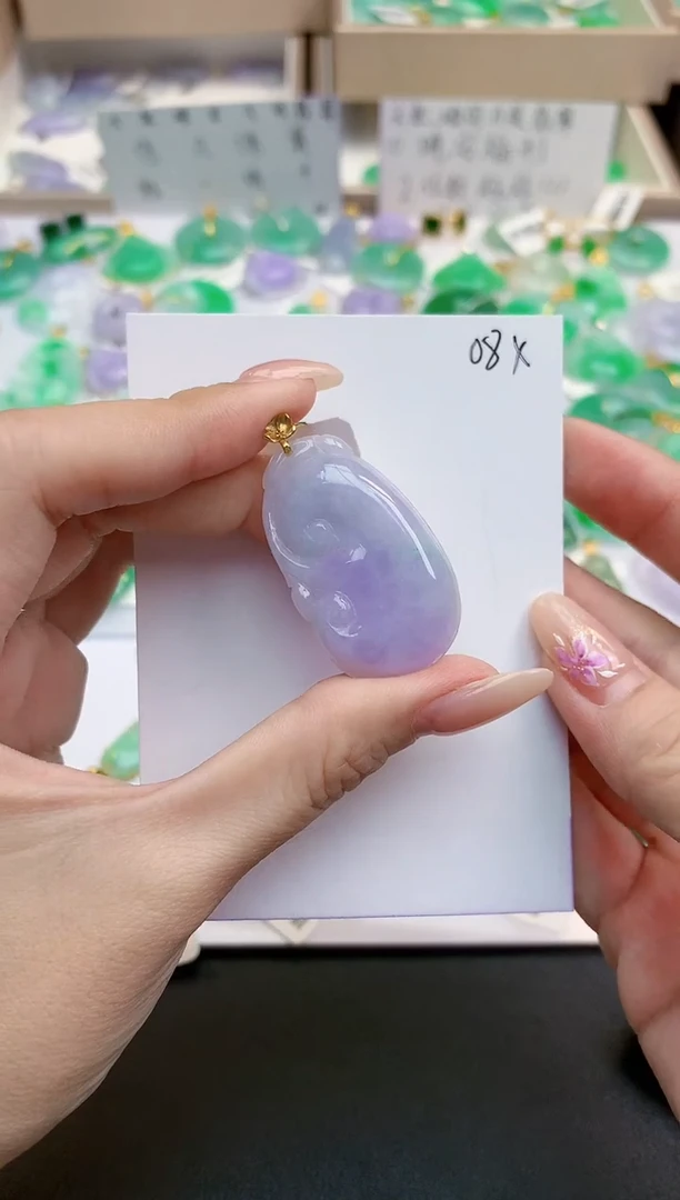 颈饰18K金镶嵌翡翠天然缅甸A货翡翠