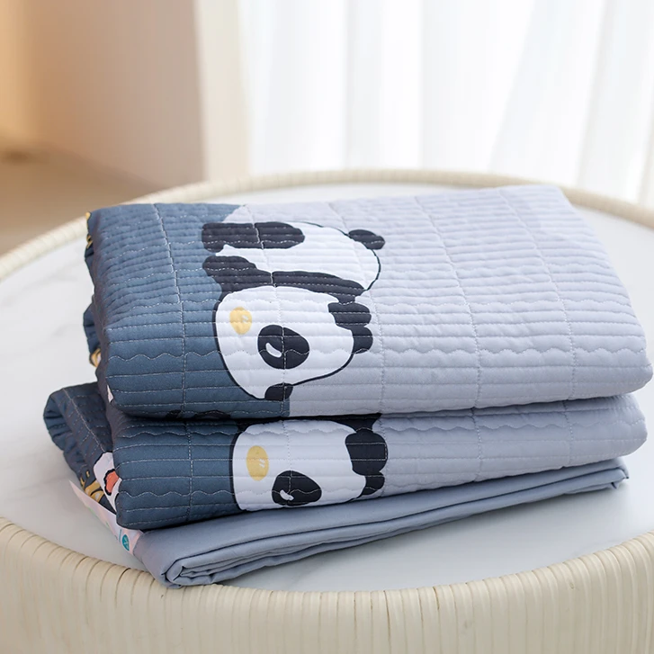 【温暖居家】棉纱床盖毯200x230cm-趴趴熊猫灰