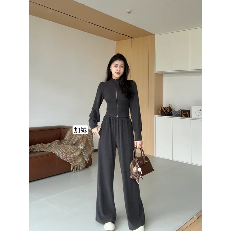 张阿星【随性时光】韩系立领慵懒加绒保暖内搭套装 W424A20385