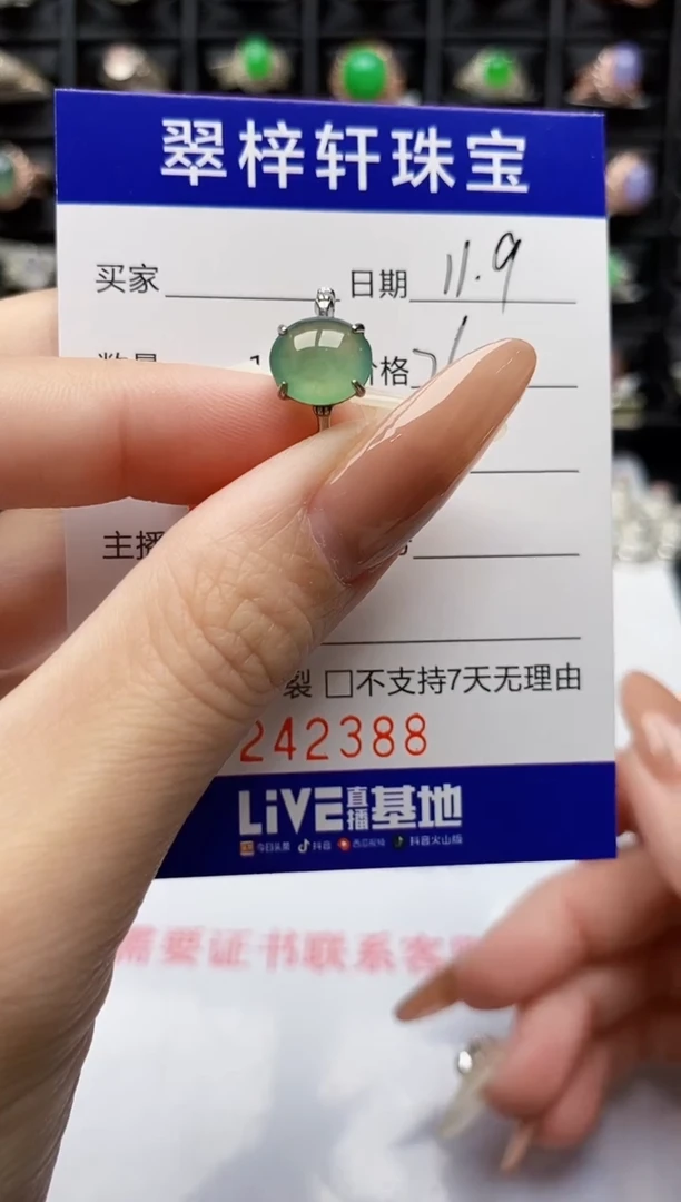 银S925镶嵌戒指翡翠2388