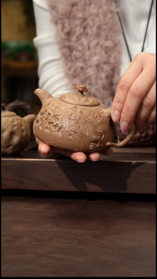 茶壶紫砂老段泥全手供春220cc左右
