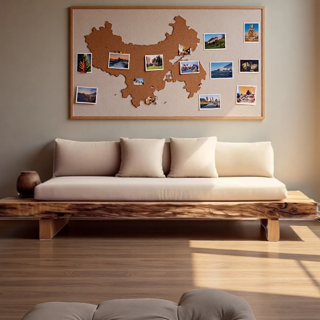 侘寂风客厅实木沙发复古做旧民宿家具双人三人可以拆洗布艺长沙发