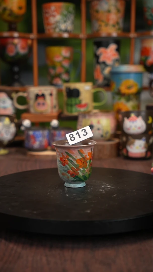 釉下手绘陶瓷紫砂杯