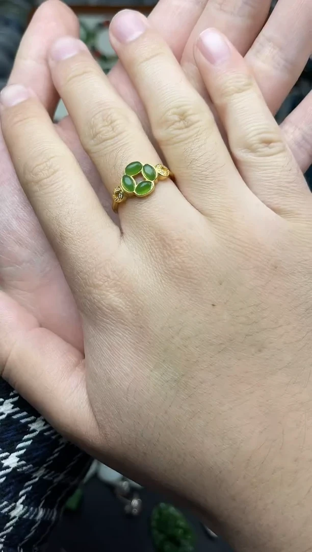 银S925镶嵌戒指和田玉06