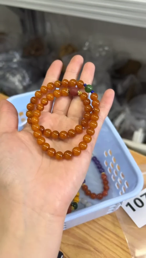 未镶嵌蜜蜡手链孤品老蜜蜡设计款双圈手链[1079]