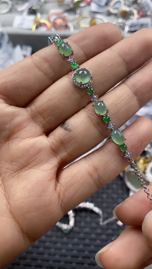 银S925镶嵌戒指翡翠888---9