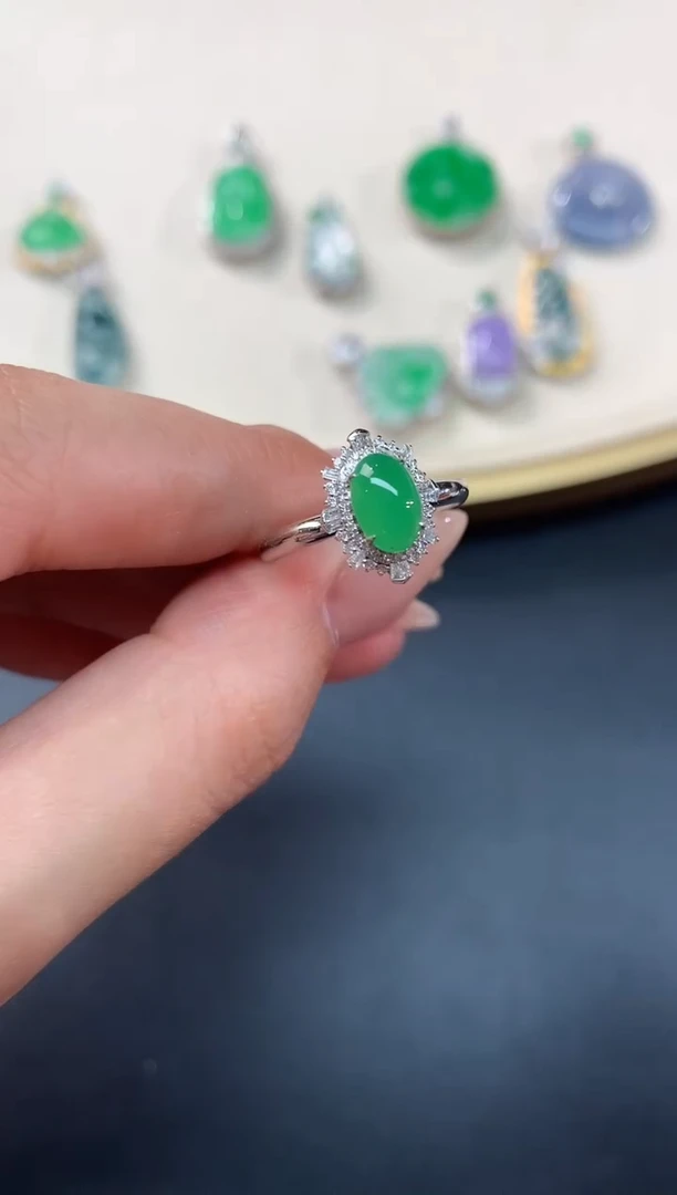 【闪购商品】翡翠戒指18K金镶嵌A319|4500