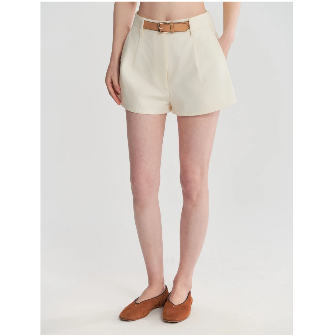 【LUMIEN 】时尚老钱风显瘦裤子洋气百搭腰直筒带短裤女LX4LUU065