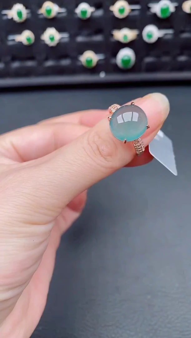 银S925镶嵌戒指翡翠天然a货翡翠143