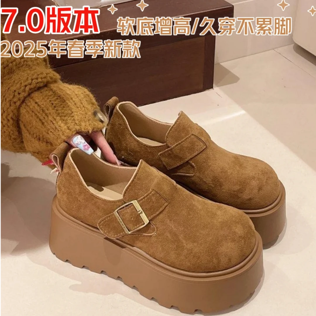 【NN】7cm百搭软底乐福鞋勃肯鞋厚底增高复古早春25年新款