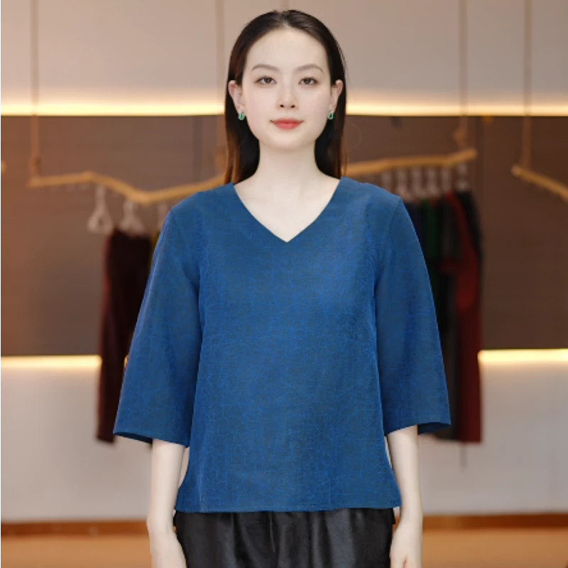 【蓝龟】ZY100桑蚕丝香云纱老料双面穿上衣A-XHSP-004