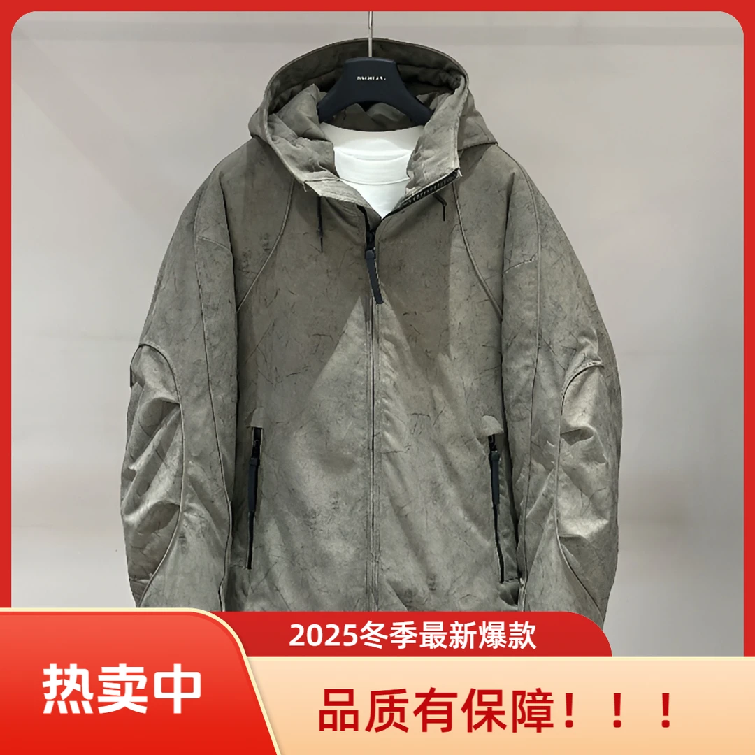 2025最新冬款男装连帽保暖羽绒服90白鸭绒工装