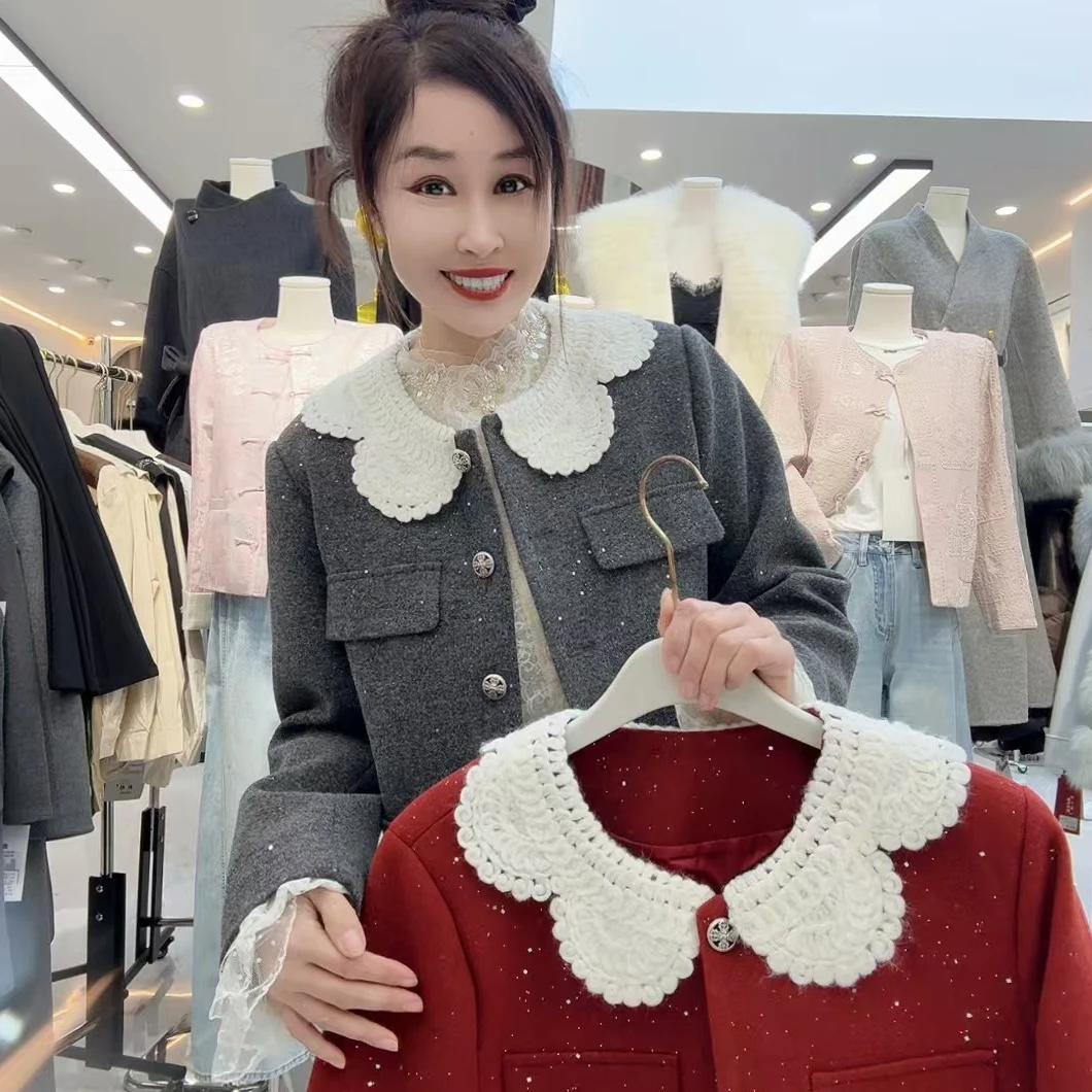 617 小香娃娃领蕾丝边女士外套  z d-9-12
