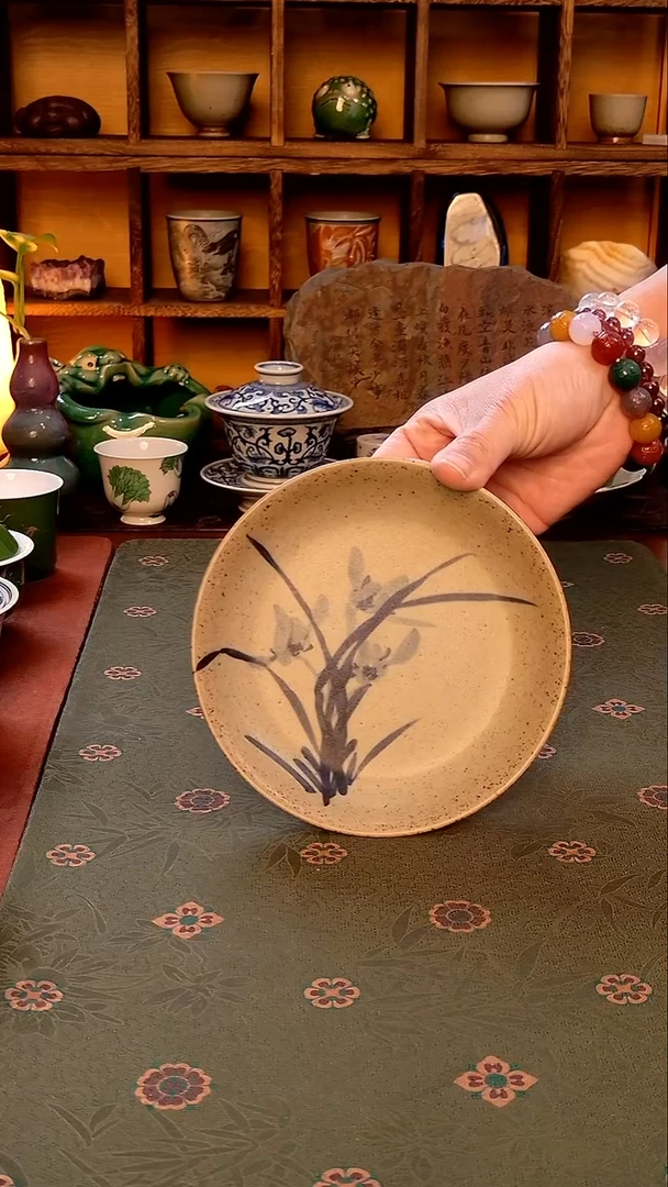 【手工手绘兰花壶承】
