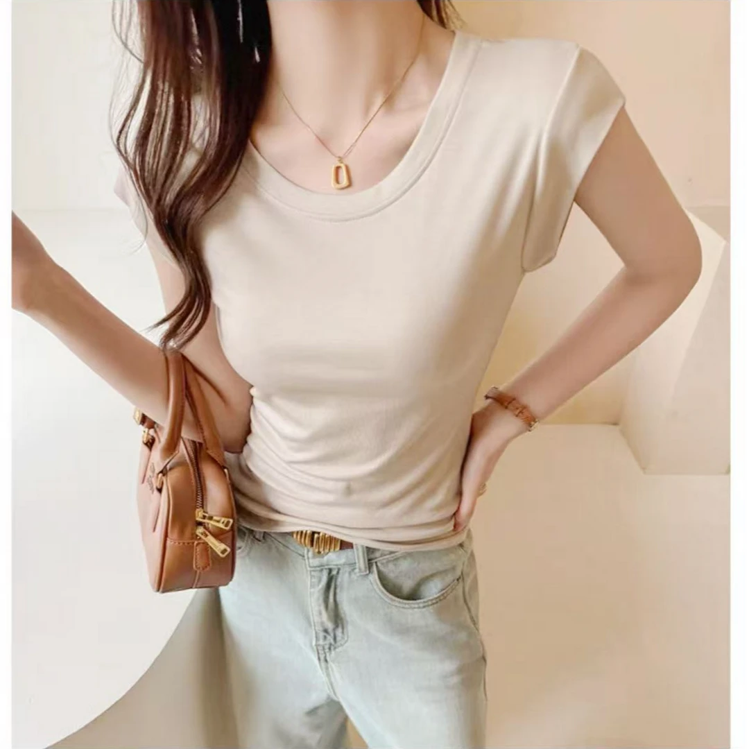 8483-小可（白杏色）清凉小飞半袖T