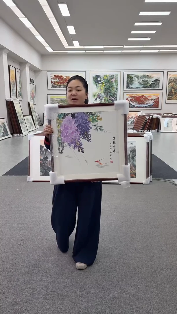 国画手绘  60*60   紫藤花