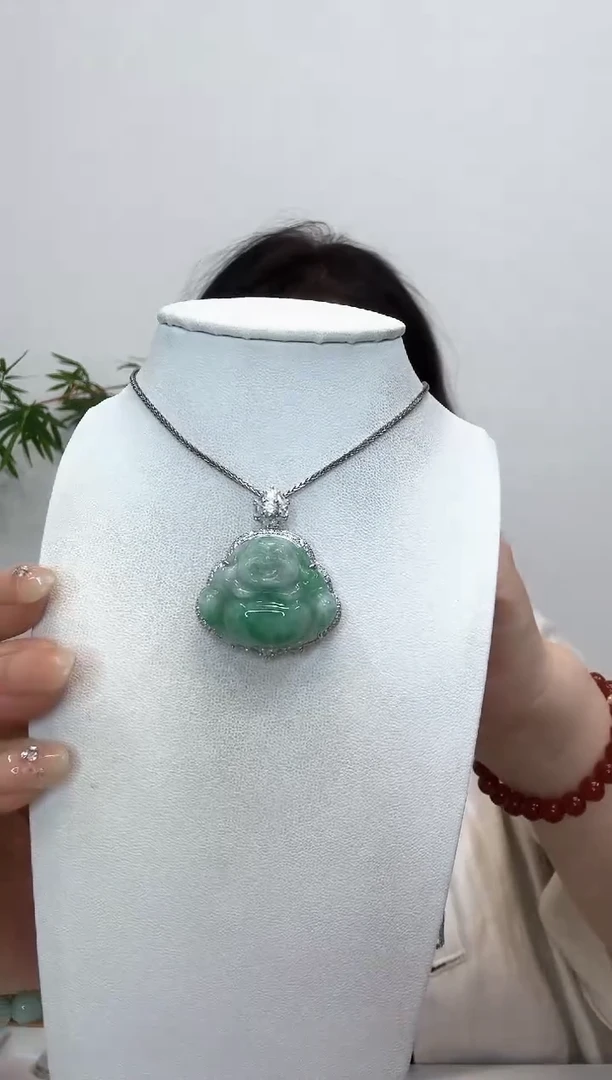 翡翠银S925镶嵌吊坠(赠链)佛公