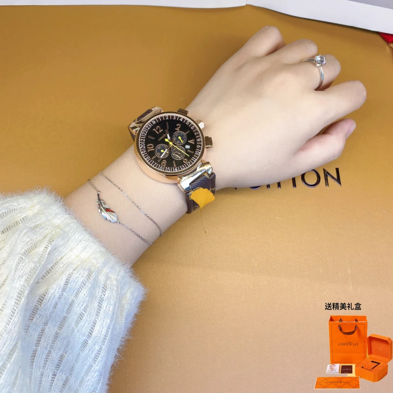 COMLORVEI/康洛薇经典老花时尚女士手表石英高端腕表气质防水爆款