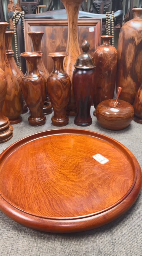 【闪购商品】大果紫檀（缅甸花梨）木艺缅花笔洗