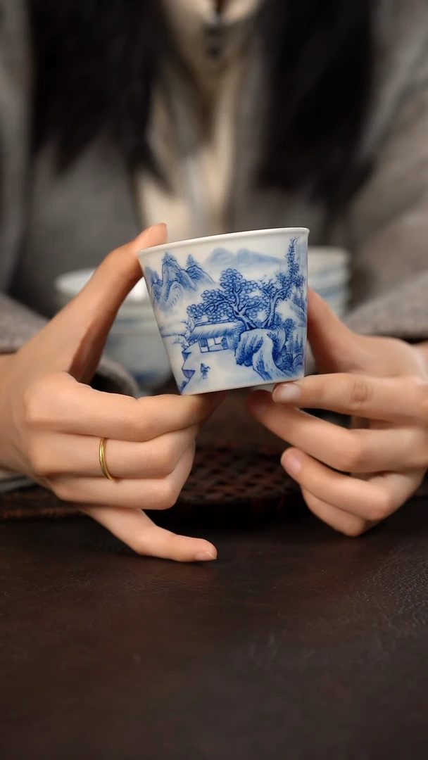 【闪购商品】杯HLX陶瓷山水直口杯 随机