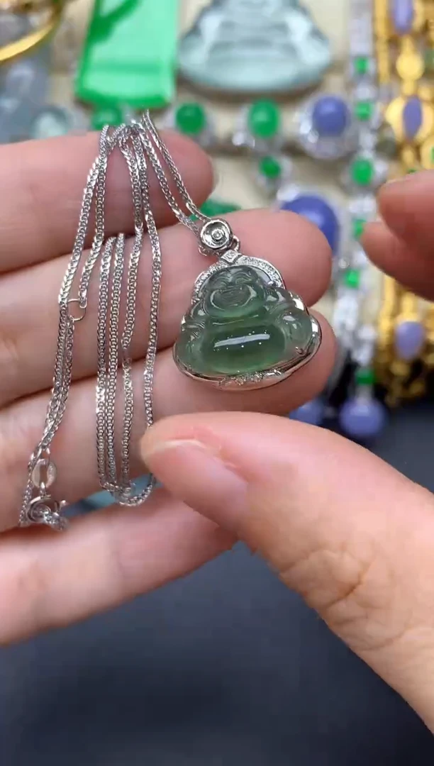 翡翠18K金镶嵌颈饰368-中国好珍宝