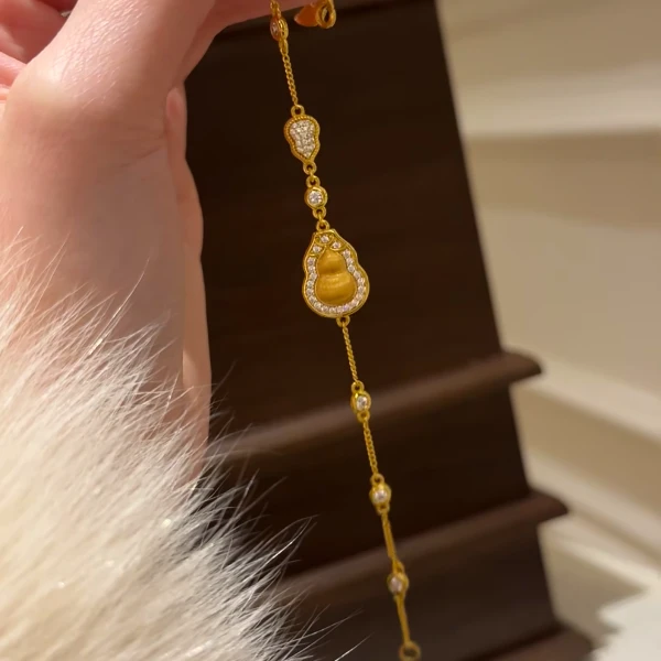 铜合金手链 新中式古法拉丝福禄葫芦手链女款精致百搭不掉色手饰