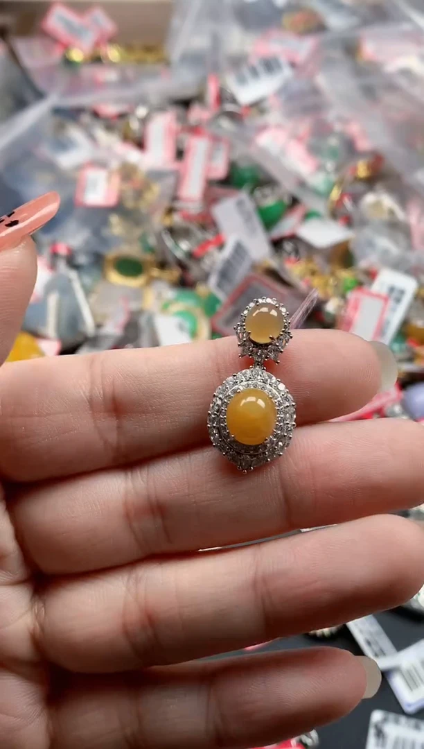 银S925镶嵌戒指翡翠天然A货缅甸翡翠