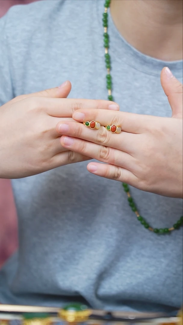 银S925镶嵌和田玉耳饰耳包