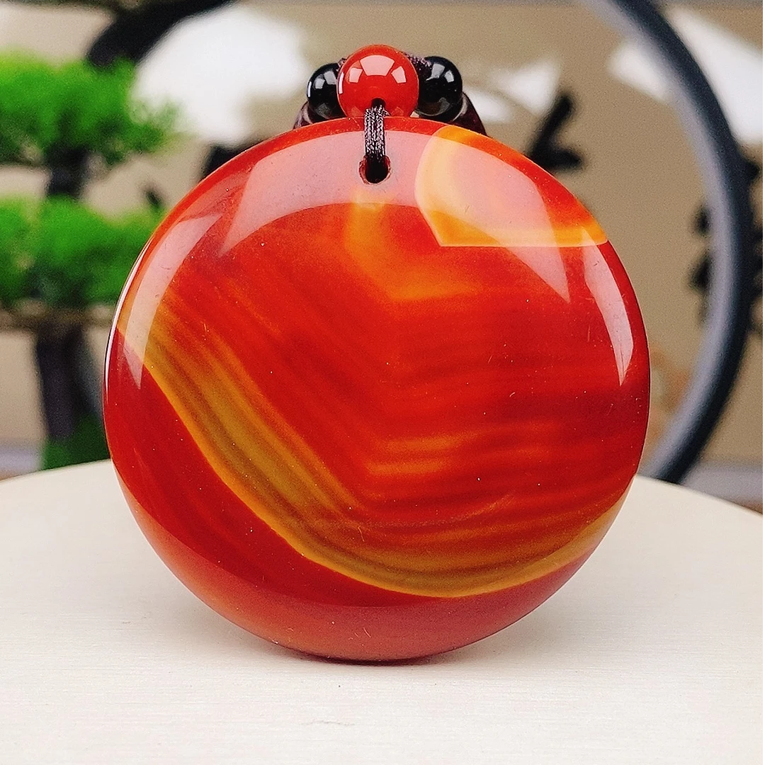 天然战国红玛瑙平安扣吊坠 无事牌 平安圆满天然玉石 多样性发货