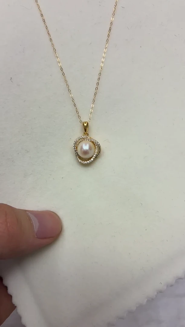 银S925镶嵌DA海水珍珠吊坠8-9 y864