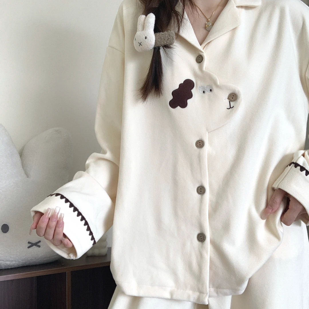 2025新款秋冬韩版睡衣女套装可爱小狗德绒冬季保暖家居服可外穿