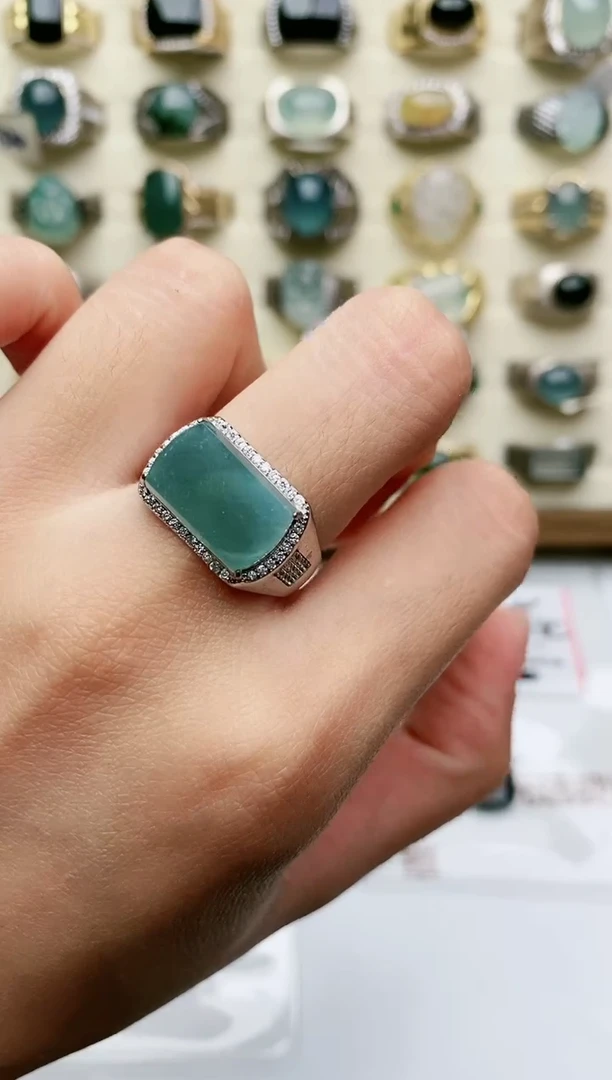 翡翠戒指未镶嵌天然翡翠男戒