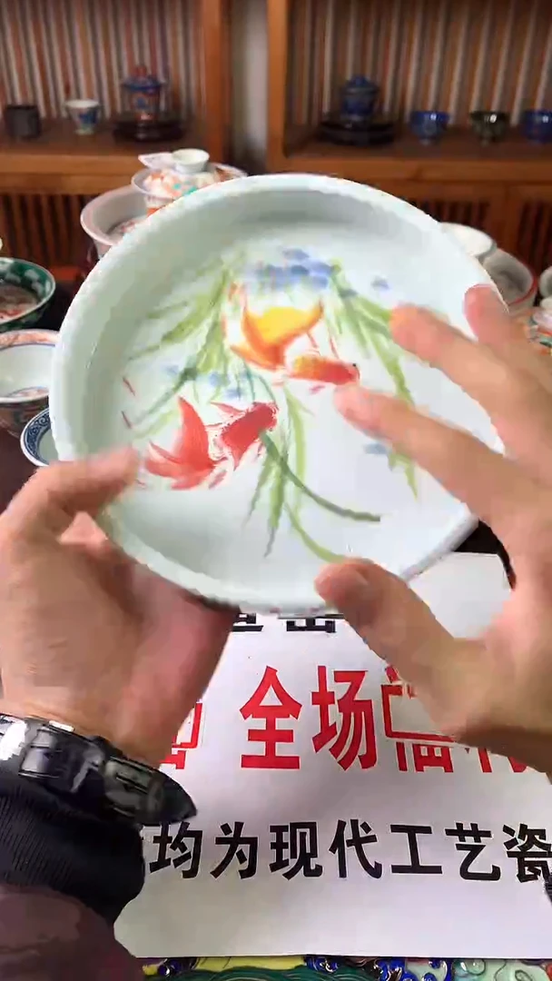 景德镇手工手绘壶承A091