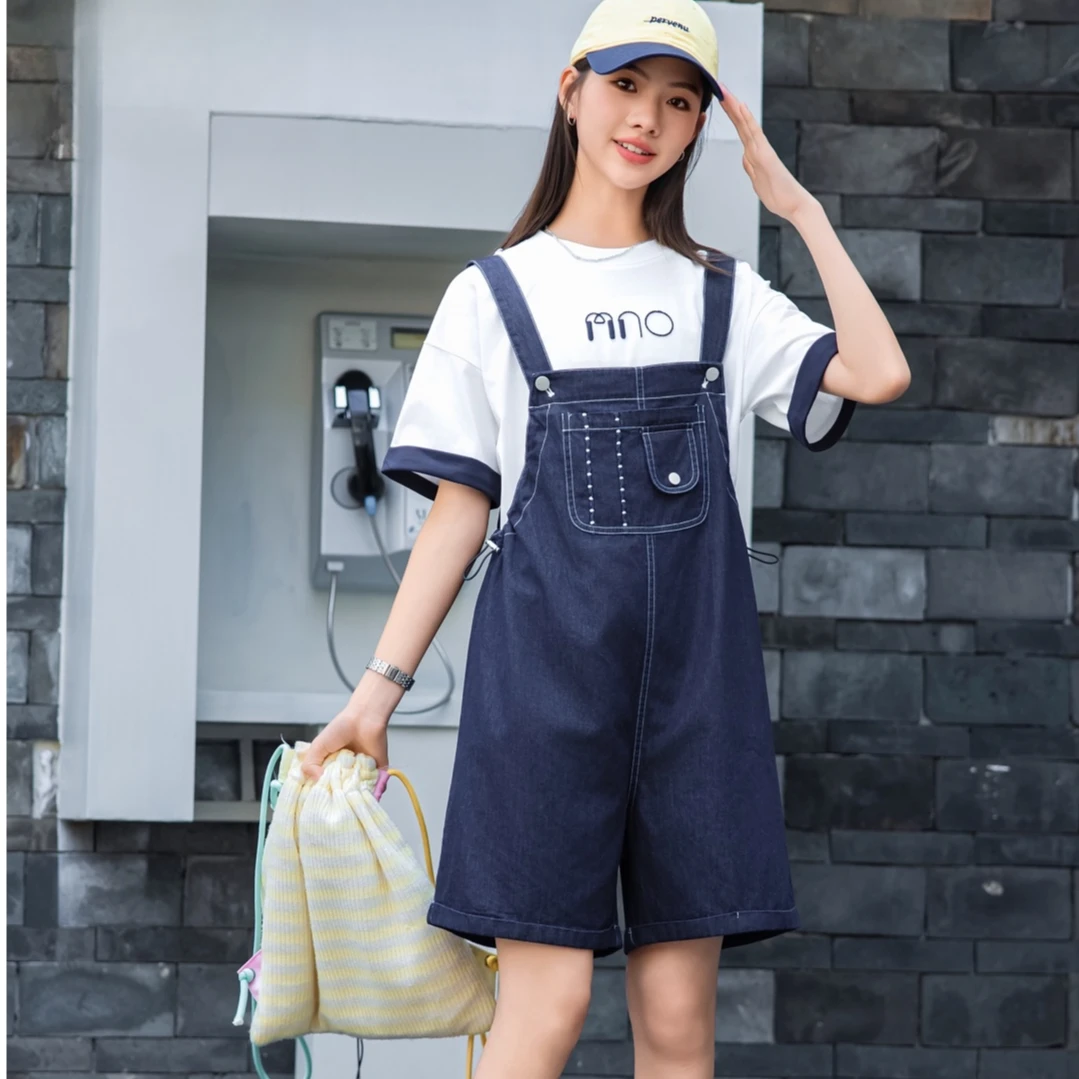 女童背带裤套装夏季2025新款时尚两件套舒适宽松薄款透气T恤85095