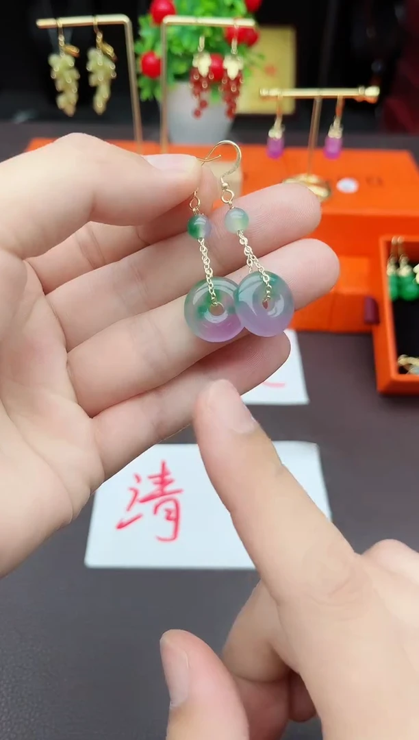 玛瑙/玉髓耳饰银S925镶嵌X108