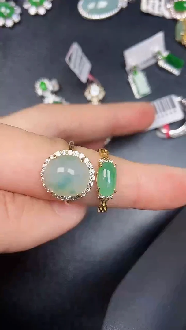 银S925镶嵌戒指翡翠3450