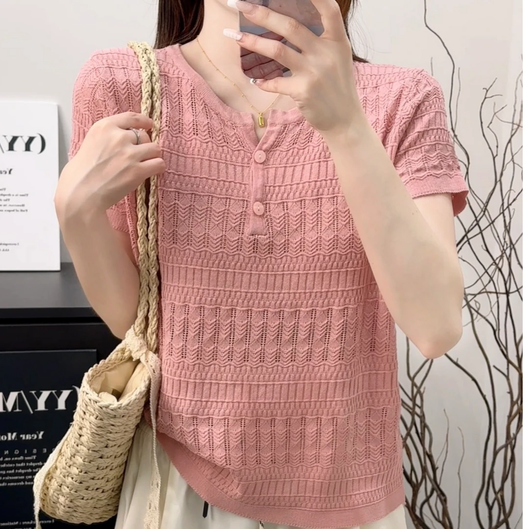 S790号粉色-2025夏季冰丝半袖polo衫翻领短袖新款T恤半袖薄款上衣