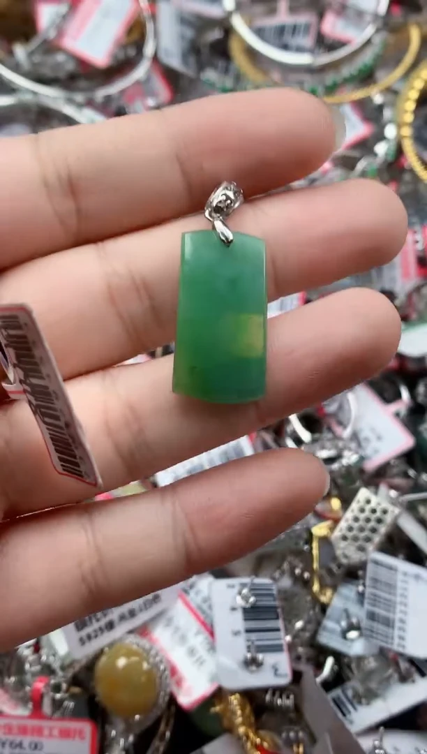 银S925镶嵌戒指翡翠天然A货缅甸翡翠