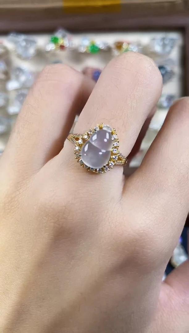 银S925镶嵌戒指翡翠天然A货翡翠16