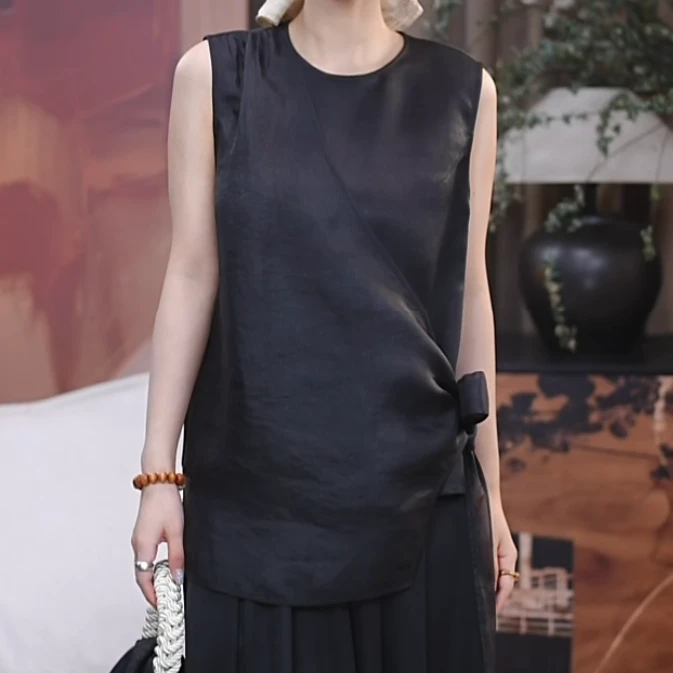 『婵夏』100%桑蚕丝香云纱休闲显瘦气质时尚马甲