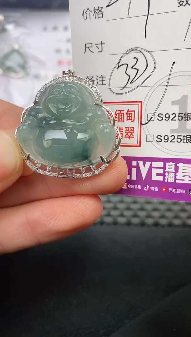颈饰银S925镶嵌翡翠芒***?挂件