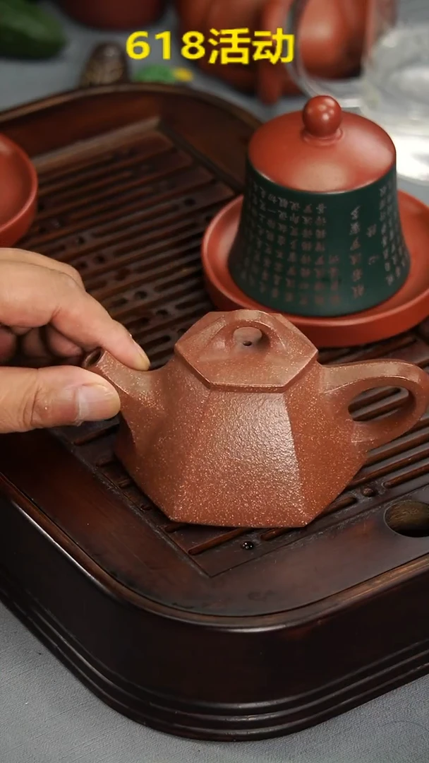 茶壶紫砂宜兴紫砂壶降坡泥六方小霸王160