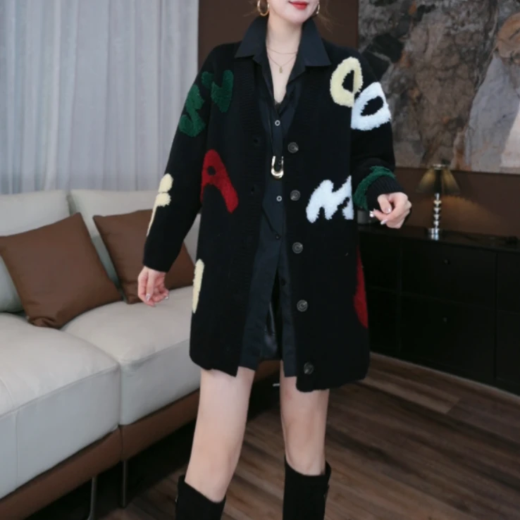 【鑫蕾】秋季新款休闲港风针织开衫宽松毛针织衫29107