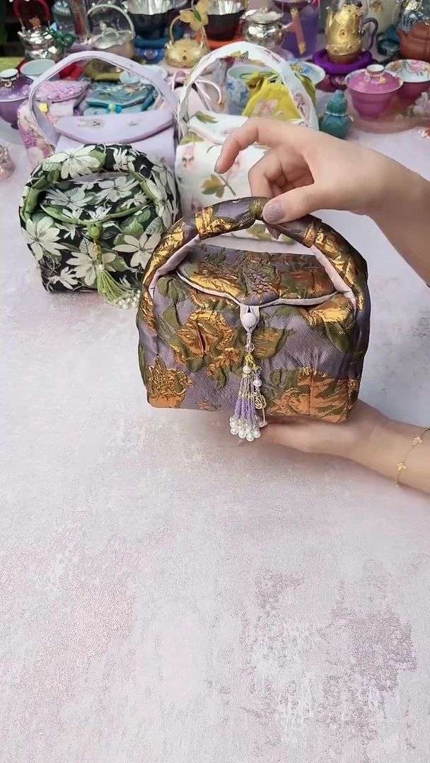 8紫色花朵茶事包 （不带紫流苏）