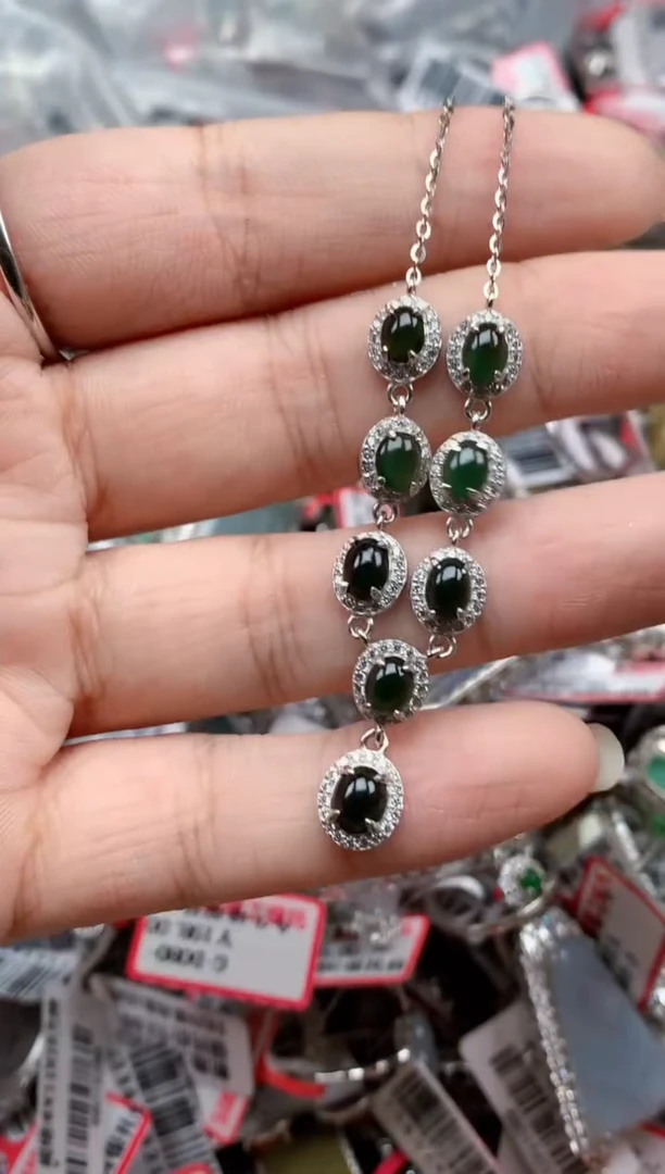银S925镶嵌戒指翡翠天然A货缅甸翡翠